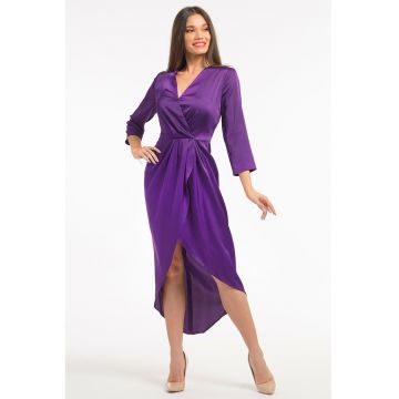 Rochie din satin cu decolteu in V