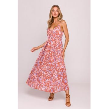 Rochie din sifon cu bretele subtiri -