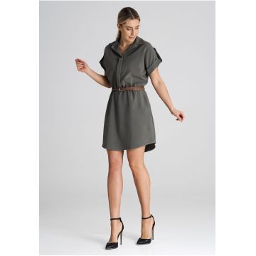 Rochie eleganta  M1001 - midi - cu curea - verde - poliester - viscoza - elastan