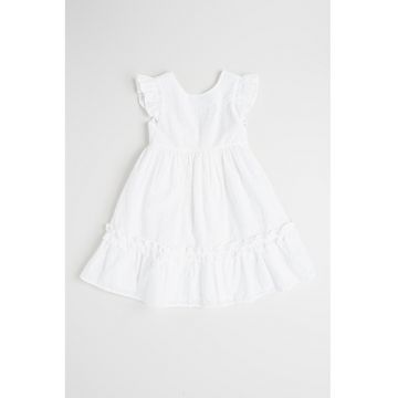 Rochie evazata din bumbac cu aplicatie cu funda pe partea din spate