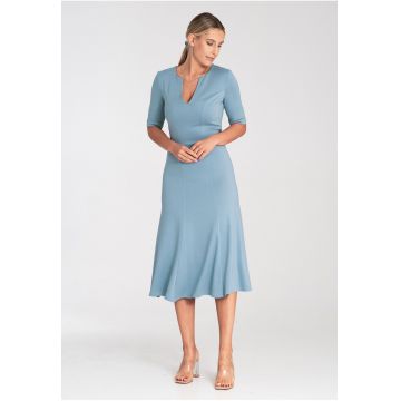 Rochie formala dama -  M1033 - albastru - A-line - material elastic - viscoza