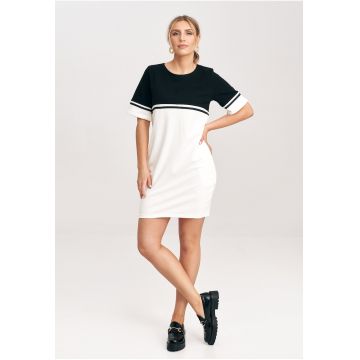 Rochie hanorac -  bumbac - ecru-negru