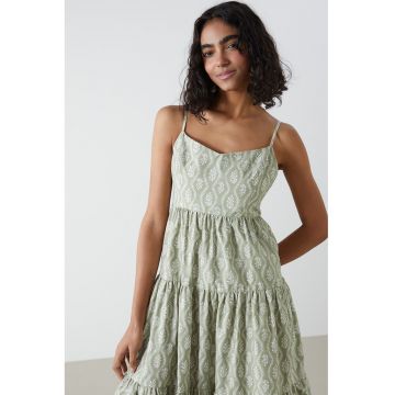 Rochie lunga cu model si volane