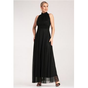 Rochie lunga de seara -  neagra - poliester -