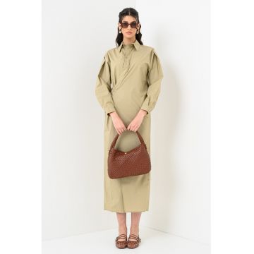 Rochie lunga din bumbac cu model petrecut