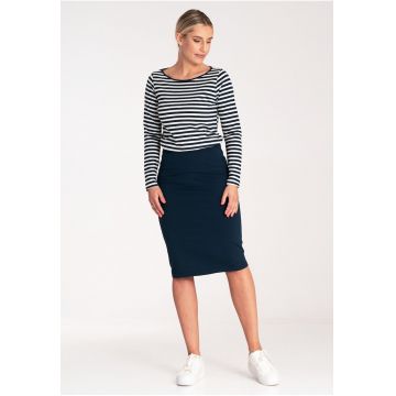 Rochie  M1057 - bleumarin - bicolor - elastic - din bumbac