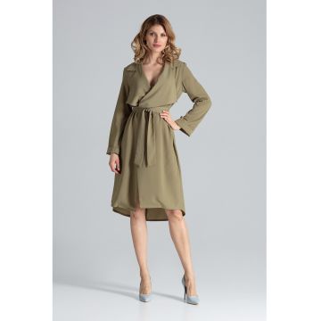 Rochie  M464 - maneci lungi - verde - poliester