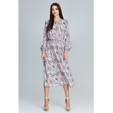 Rochie  M600 79 - imprimeu floral - lungime midi - maneci lungi - multicolor - poliester -