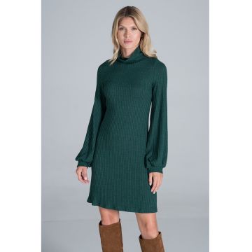 Rochie  M831 - verde - tricotata - maneci lungi - poliester -