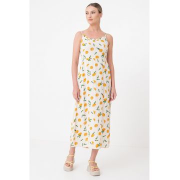 Rochie maxi cu decolteu cu volane