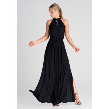 Rochie maxi eleganta  neagra - fara maneci - poliester -