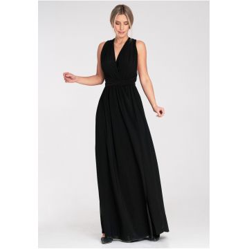 Rochie maxi -  poliester - neagra -