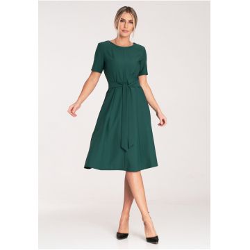 Rochie midi  A-line - eleganta - verde - poliester