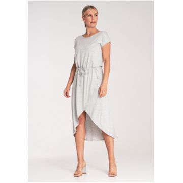 Rochie midi asimetrica -  gri - viscoza