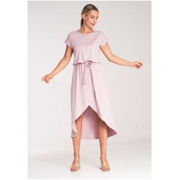Rochie midi asimetrica -  viscoza - roz