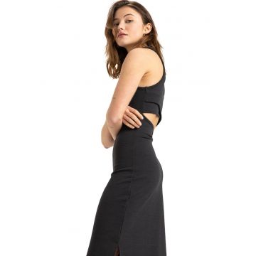 Rochie midi cambrata cu decupaj pe spate