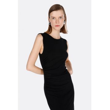 Rochie midi cambrata cu slit lateral