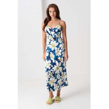 Rochie midi cu croiala dreapta si bretele inguste