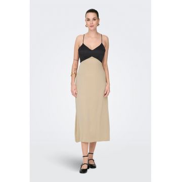 Rochie midi cu croiala dreapta si bretele inguste