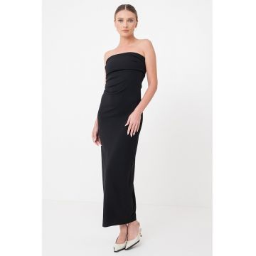 Rochie midi cu croiala dreapta si decolteu bandeau