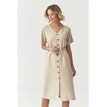 Rochie midi cu croiala dreapta si decolteu in V