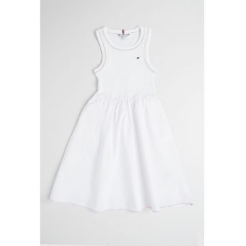 Rochie midi cu croiala in A si logo discret