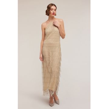 Rochie midi cu decolteu halter