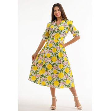 Rochie midi cu decolteu in V