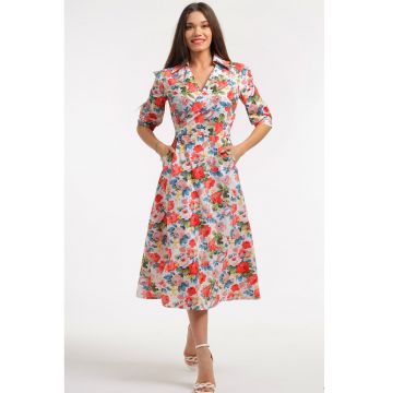 Rochie midi cu decolteu in V