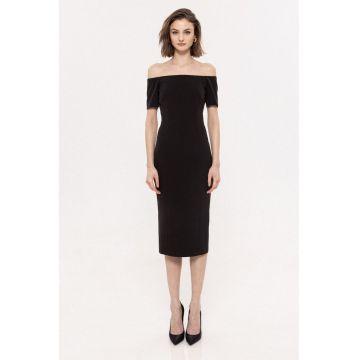 Rochie midi cu decolteu pe umeri