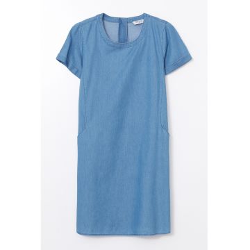 Rochie midi cu fermoar scurt pe partea din spate