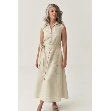 Rochie midi din amestec de in