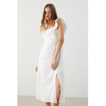 Rochie midi din amestec de in