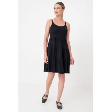Rochie midi evazata cu decolteu rotund