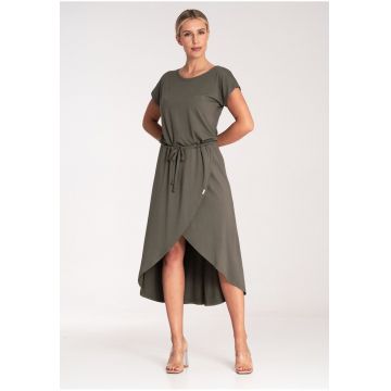 Rochie midi  M1041 - asimetrica - verde - viscoza