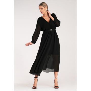 Rochie  plisata - neagra - eleganta - poliester -