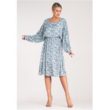 Rochie  poliester - albastra - alba - floral -