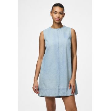 Rochie scurta din material chambray si croiala in A
