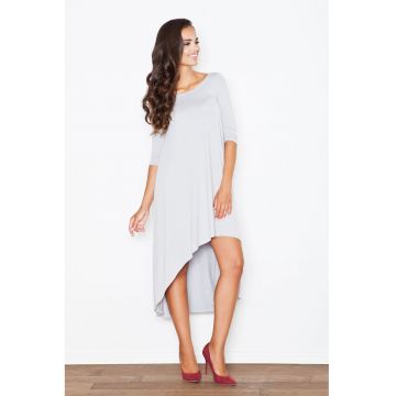 Rochie asimetrica  gri - cu maneci lungi - viscoza