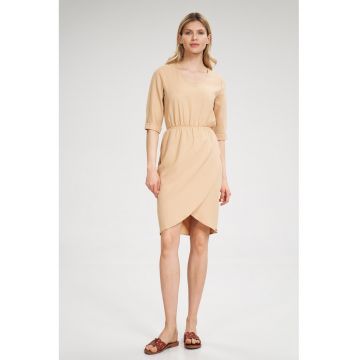 Rochie  bej - maneci scurte - poliester