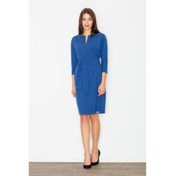 Rochie  bleumarin - curea - decolteu in V - poliester