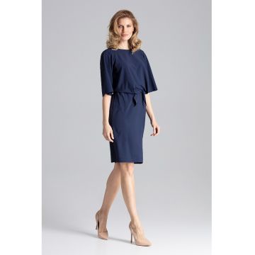 Rochie bleumarin  M656 - design modern - confortabil - poliester-elastan