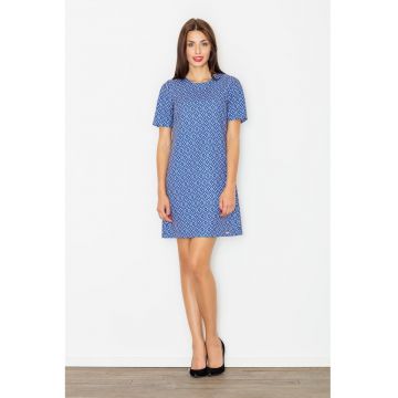 Rochie  bleumarin - model geometric - poliester