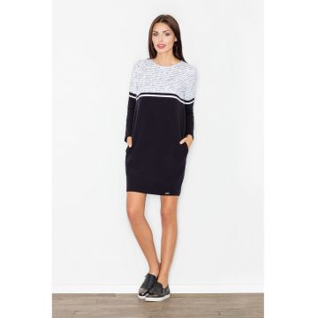 Rochie  bumbac - negru - cu buzunare