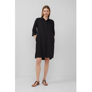 Rochie-camasa din amestec de in cu buzunare laterale