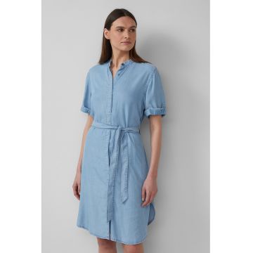 Rochie-camasa midi din material Chambray