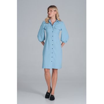 Rochie casual  M849 - albastra - poliester - versatila -