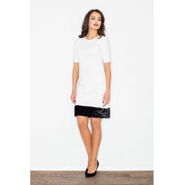 Rochie dama  M429 - eleganta - maneci scurte - ecru - viscoza