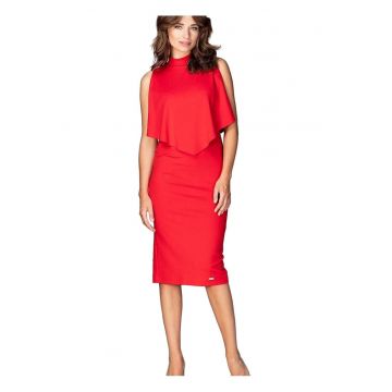 Rochie de cocktail 5902194352710 -  Viscoza/Poliester - Rosu -