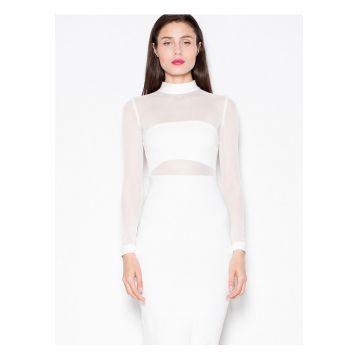 Rochie de seara -  alb - eleganta - maneci transparente